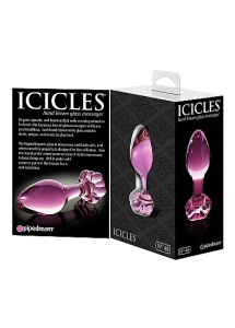 Pipedream Icicles - PLUG szklany przezroczysty KWIATEK fiolet