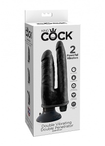 Pipedream King Cock - dildo realistyczne PODWÓJNE czarne WIBRACJE PVC