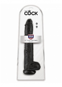 Pipedream King Cock - dildo realistyczne z jądrami JAK PRAWDZIWE czarne 36cm (14")