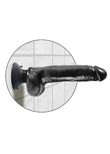 Pipedream King Cock - dildo z jądrami  + WIBRACJE MultiSpeed czarne PVC - 23cm(9")
