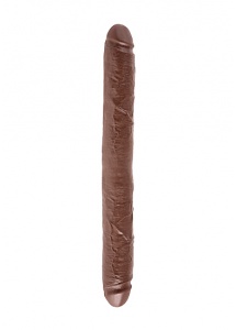 Pipedream King Cock -  dildo Waginalno-Analne PODWÓJNE , brązowe, PVC - 44cm (16")