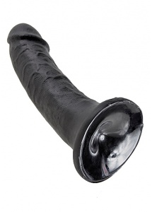 Pipedream King Cock -  dildo realistyczne MAŁE miękkie CZARNE, PVC - 17cm (6")