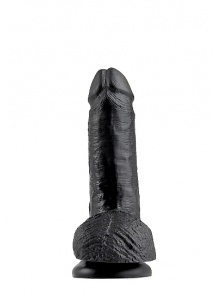 Pipedream King Cock - dildo realistyczne z jądrami, CZARNE PVC - 19cm (7")