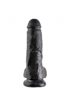 Pipedream King Cock - dildo realistyczne Z JĄDRAMI czarne, PVC - 20cm (8")