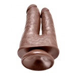 Pipedream King Cock - dildo realistyczne duże PODWÓJNE brązowe PVC - 22cm