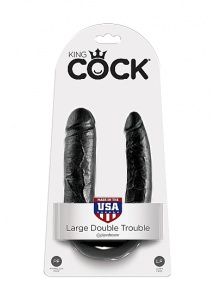 Pipedream King Cock -  dildo DWIE GRUBOŚCI PODWÓJNE czarne PVC - DUŻE 