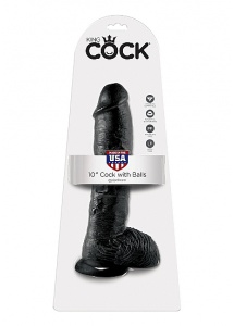 Pipedream King Cook - Sztuczny penis czarny , jądra, PVC - 26cm (10")