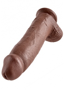 Pipedream King Cock - dildo REALISTYCZNE brązowe z jądrami - 30cm (12")