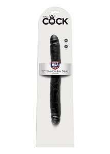 Pipedream King Cock -  dildo Vaginalno-Analne PODWÓJNE czarne PVC - slim 31cm (12")