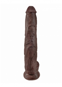 Pipedream King Cock - dildo realistyczne DŁUGI WĄSKI brąz PVC jądra - 36cm (14")