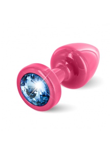 Plug analny ozdobny - Diogol Anni Butt Plug 25mm Okrągły Różowy z Niebieskim