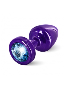 Plug analny ozdobny - Diogol Anni Butt Plug 25mm Okrągły Fioletowy z Niebieskim