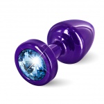 Plug analny ozdobny - Diogol Anni Butt Plug 25mm Okrągły Fioletowy z Niebieskim