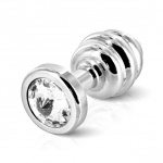 Prążkowany ozdobny plug analny - Diogol Ano Butt Plug Ribbed  Silver Plated 25mm