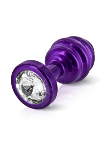 Prążkowany ozdobny plug analny - Diogol Ano Butt Plug Ribbed  Purple 30mm Fioletowy