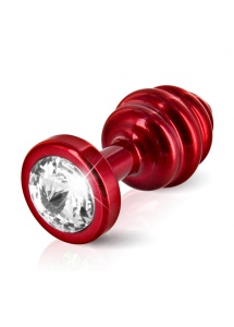 Prążkowany ozdobny plug analny - Diogol Ano Butt Plug Ribbed  Red 30mm Czerwony