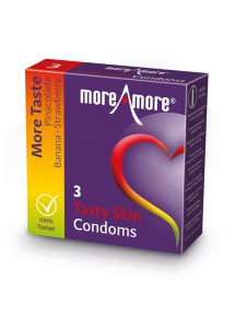 Prezerwatywy 3 smaki - MoreAmore Condom Tasty Skin 3 szt  