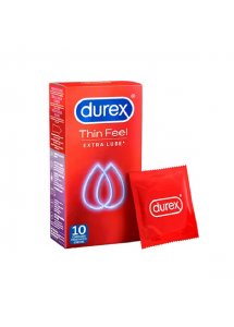 Prezerwatywy cienkie dodatkowo nawilżane - Durex Feel Thin Extra Lube Condoms 10 szt 
