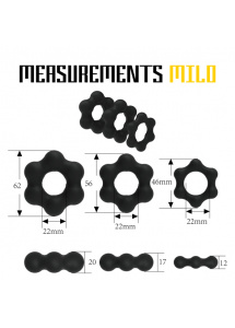 Silikonowy pierścień erekcyjny z wypustkami 3 sztuki - Velv\'Or Rooster Milo Pack Set of Robust Cock Rings  
