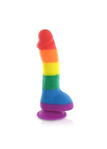 Tęczowe dildo z jądrami LGBT - Pride Dildo Silicone Rainbow Dildo with Balls 