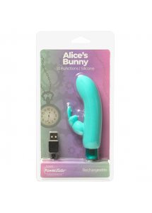 Wibrator 2w1 króliczek - PowerBullet Alice’s Bunny Vibrator 10 Function  Zielony