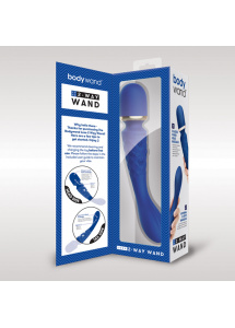 Wibrator i masażer różdżka 2w1 - Bodywand Luxe 2-Way Wand Large   Niebieski