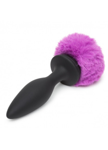 Wibrujący ozdobny korek analny - Happy Rabbit Rechargeable Vibrating Butt Plug Black & Purple M