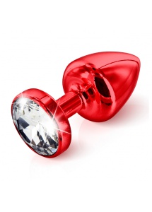 Zdobiony plug analny - Diogol Anni Butt Plug Round Red 30 mm Okrągły Czerwony