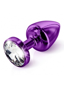 Zdobiony plug analny - Diogol Anni Butt Plug Round Purple 35 mm Okrągły Fioletowy