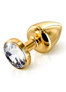 Zdobiony plug analny - Diogol Anni Butt Plug Round Gold 35 mm Okrągły Złoty