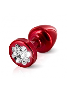 Zdobiony plug analny - Diogol Anni R Butt Plug Clover Red 25 mm Koniczyna Czerwony