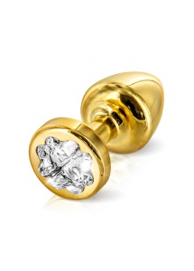 Zdobiony plug analny - Diogol Anni R Butt Plug Clover Gold 25 mm Koniczyna Złoty