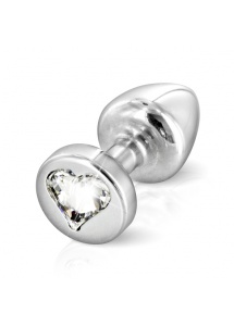 Zdobiony plug analny - Diogol Anni R Butt Plug Heart Silver 25 mm Serce Srebrny