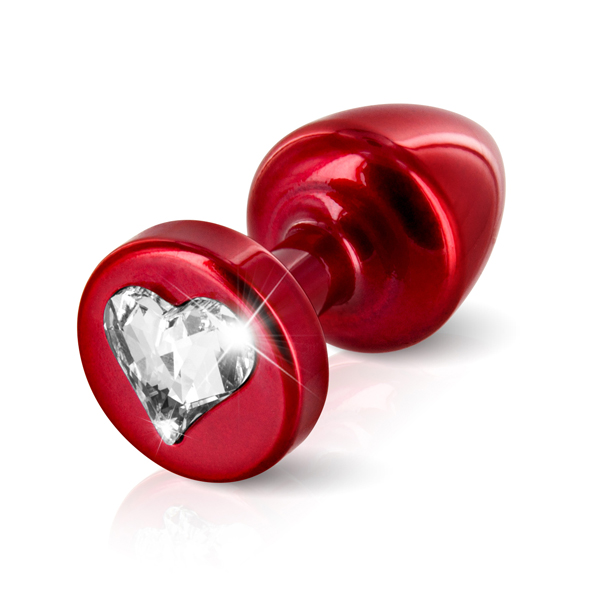 Zdobiony plug analny - Diogol Anni R Butt Plug Heart Red 25 mm Serce Czerwony