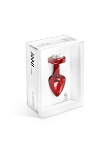 Zdobiony plug analny - Diogol Anni R Butt Plug Heart Red 25 mm Serce Czerwony