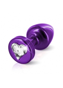 Zdobiony plug analny - Diogol Anni R Butt Plug Heart Purple 25 mm Serce Fioletowy