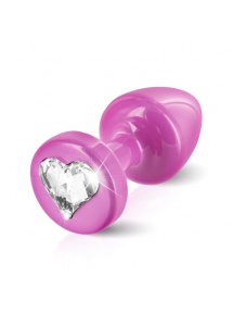 Zdobiony plug analny - Diogol Anni R Butt Plug Heart Pink 25 mm Serce Różowy