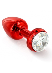 Zdobiony plug wibrujący - Diogol Annixitting Vibrating Butt Plug 34 Red Czerwony