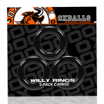 Zestaw 3 pierścienie na penisa - Oxballs Willy Rings 3-pack   Czarny