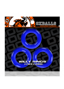 Zestaw 3 pierścienie na penisa - Oxballs Willy Rings 3-pack   Niebieski