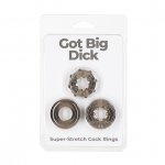 Zestaw 3 pierścienie na penisa - PowerBullet Got Big Dick 3 Pack Rings  