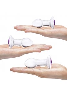Zestaw 3 szklanych korków analnych - Glas Bling Bling Glass 3 pc Anal Training Kit