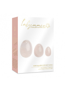 Zestaw kamiennych jajeczek yoni waginalnych - La Gemmes Yoni Egg S-M-L  Różowy kwarc