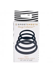 Zestaw pierścieni o-ringów do strap-on - Sportsheets Navy O Ring-4 Pack  